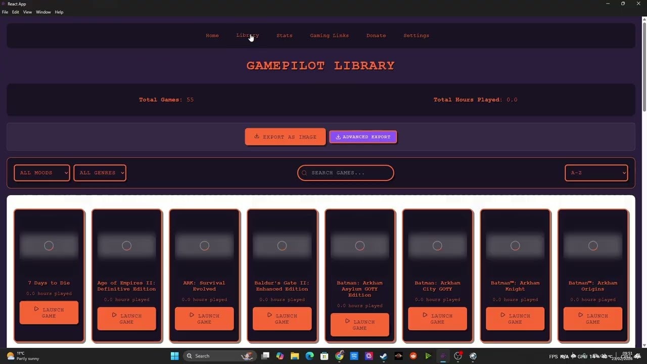 Gamepilot smart gaming library gallery image