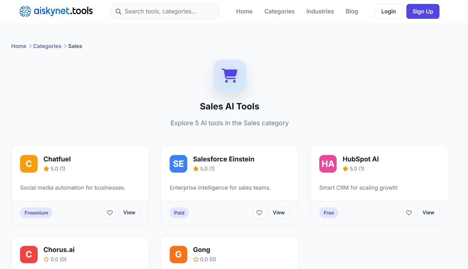 Sales AI Tools Directory - Ai Skynet - Main product screenshot demonstrating key features and user interface
