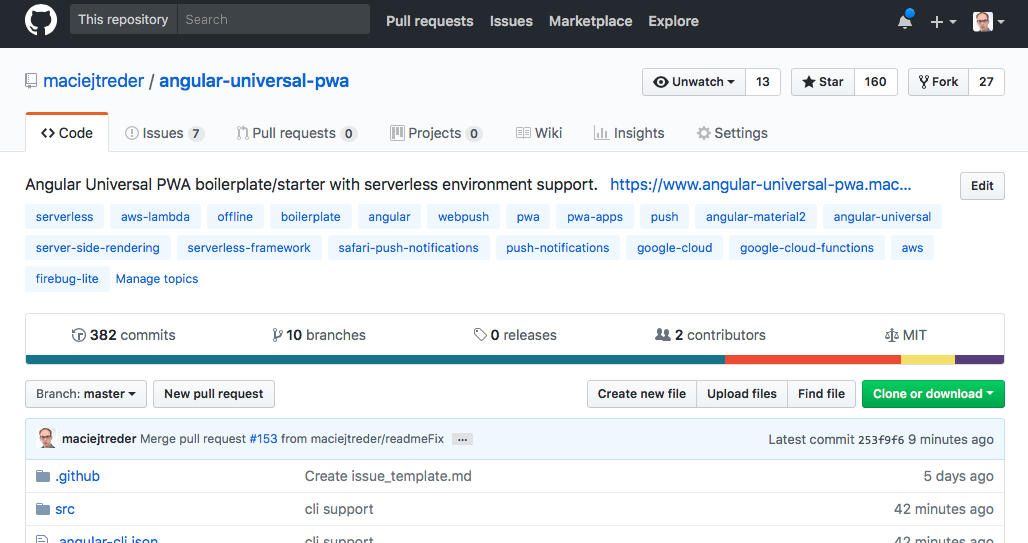 Angular Universal PWA with serverless support (starter/boilerplate) gallery image