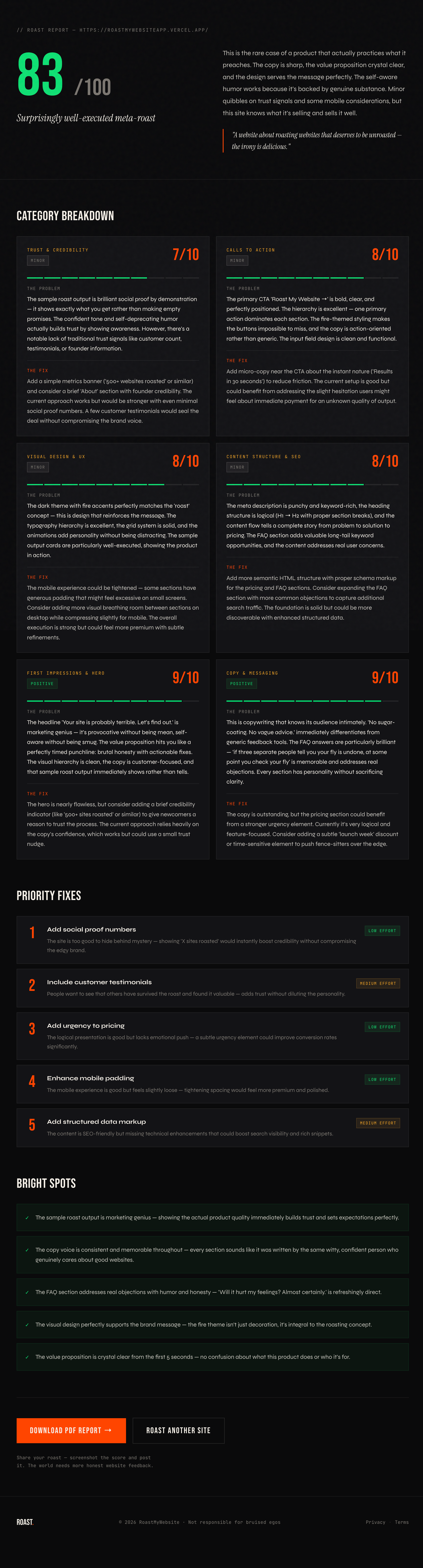 RoastMyWebsite Brutally Honest Feedback media 1