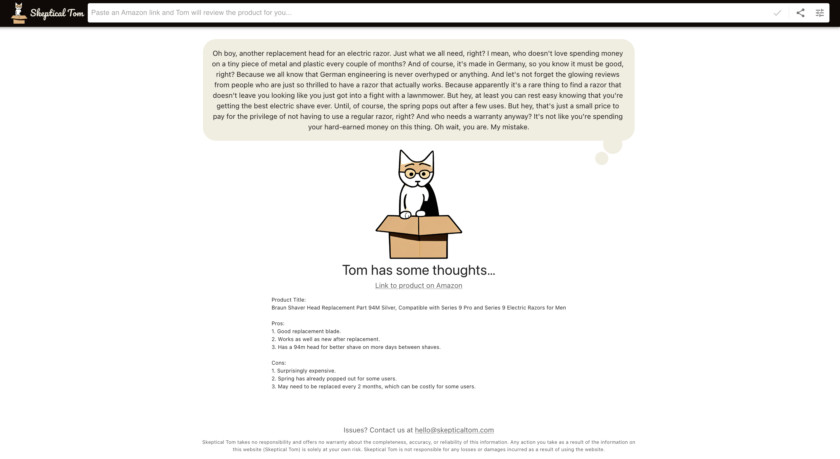 Skeptischer Tom - AI Cat fasst Bewertungen zusammen, um schlechte Online -Einkäufe zu verhindern Medien 3