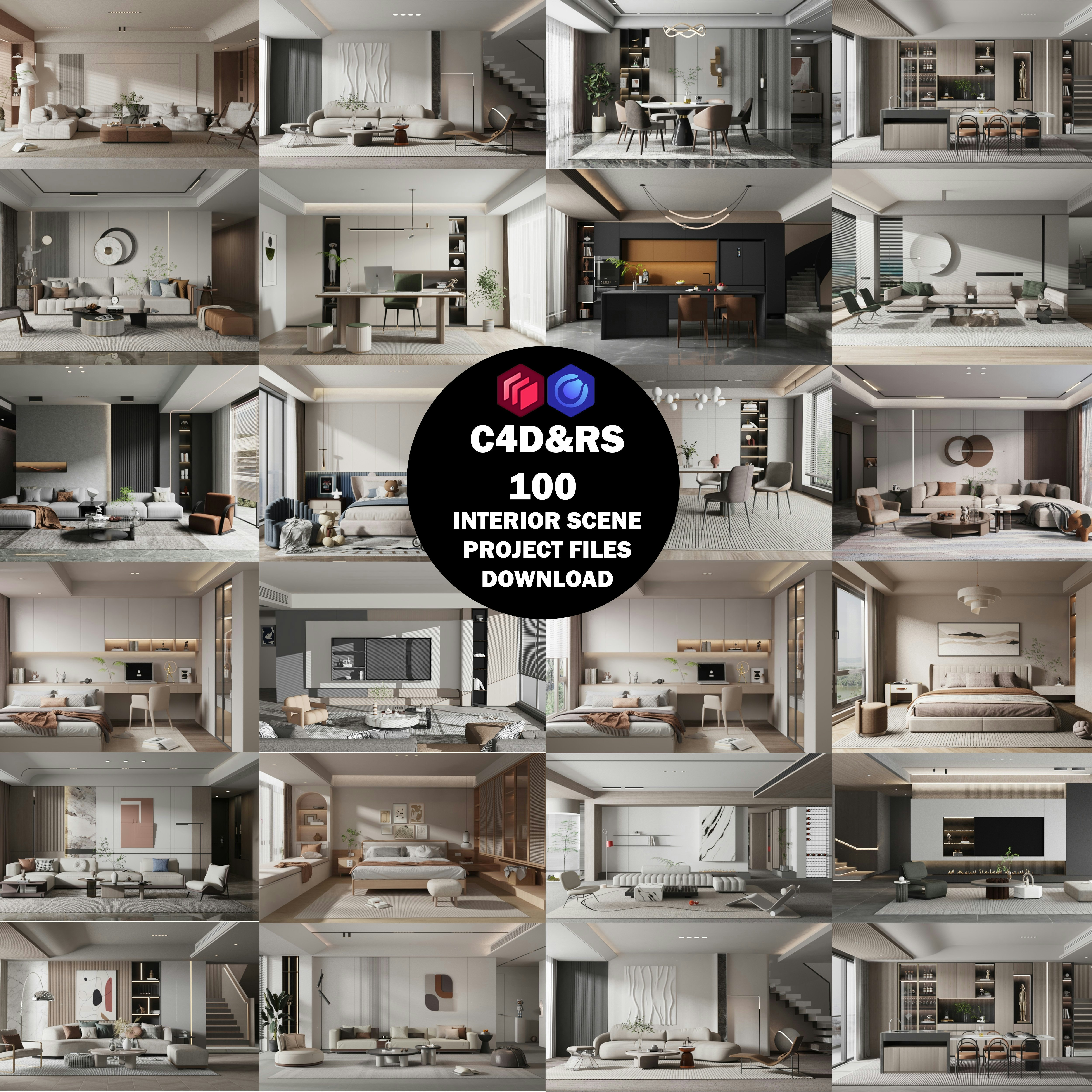 C4D & RS 100 Interior Scene download  gallery image