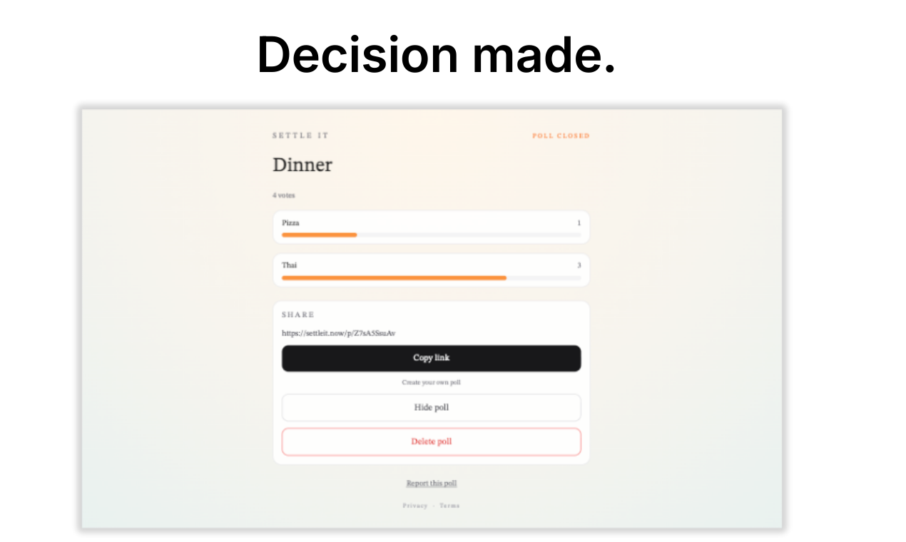 Settle It - Screenshot 5 showing product features and functionality