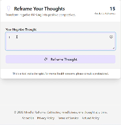 Mindful Reframe - Main product screenshot demonstrating key features and user interface