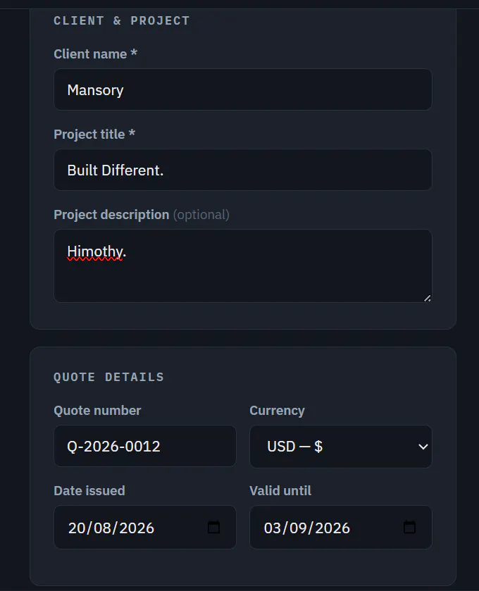 Ledger — Freelance Quote Generator gallery image