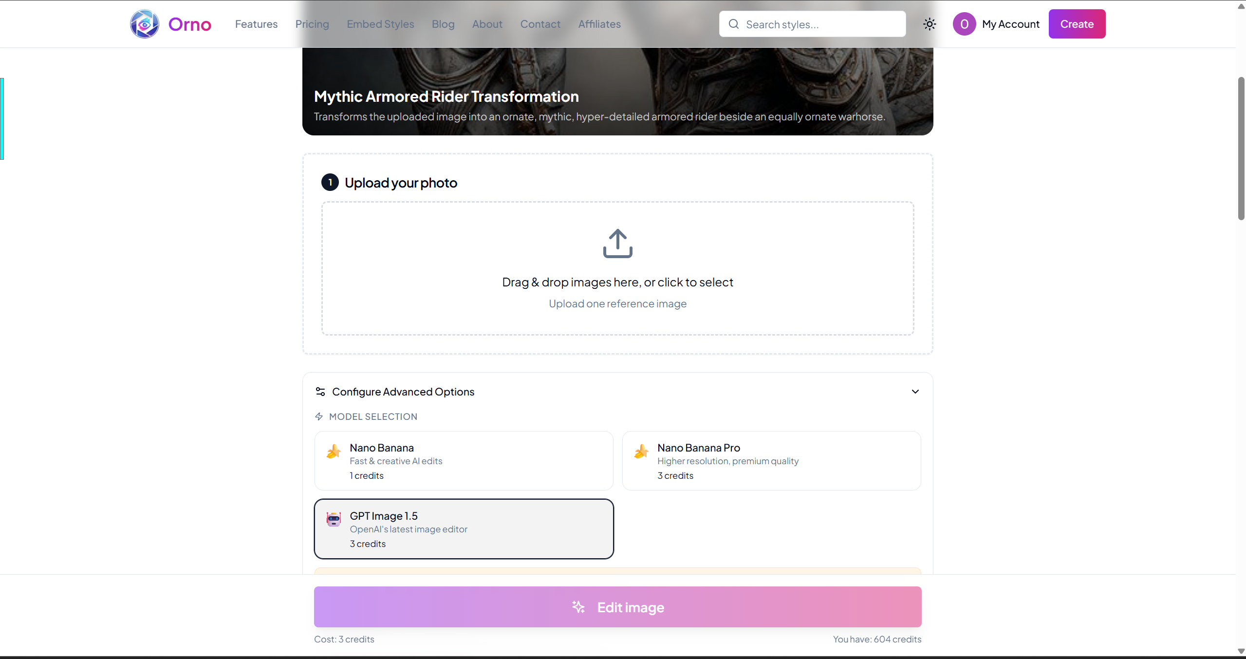 Orno — AI Image Editor & Prompt Library gallery image