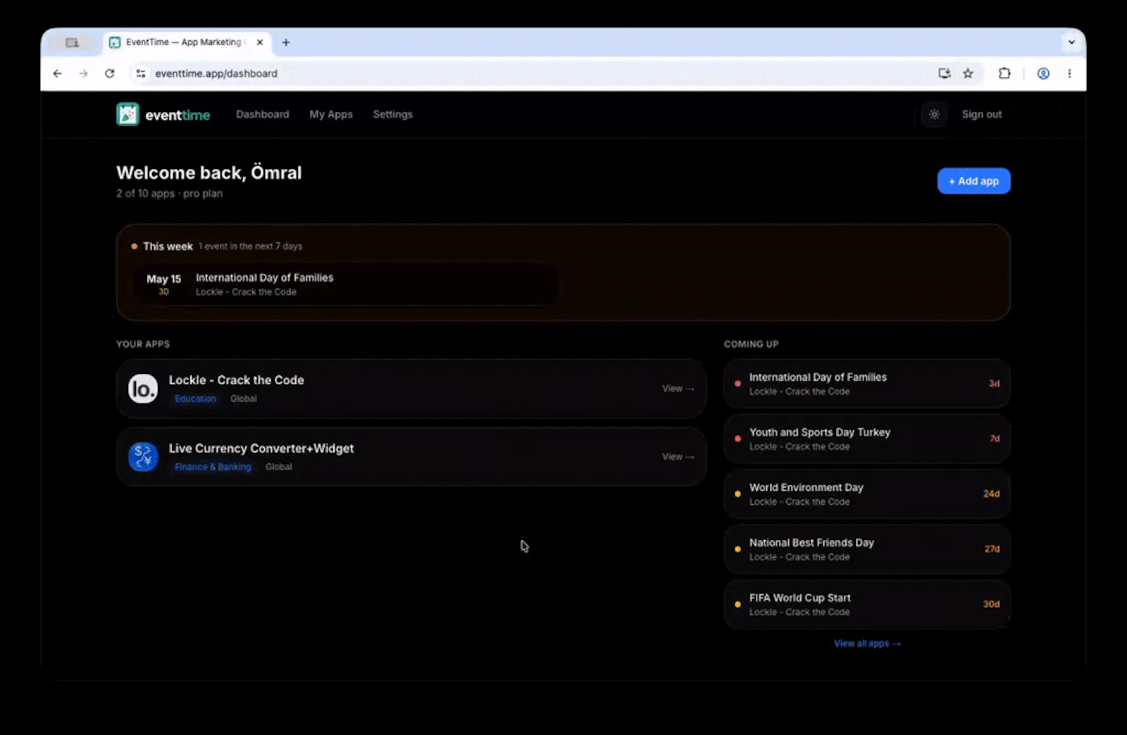 EventTime screenshot 1 (video preview)
