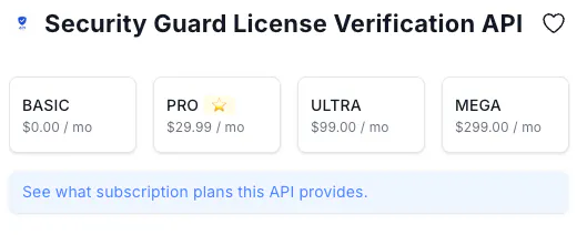 Security Guard License Verification API gallery image