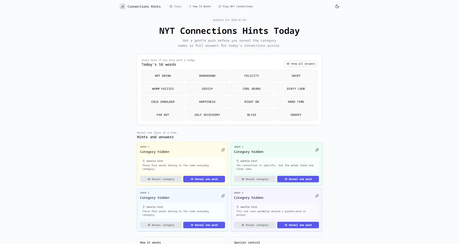 Connections Hints Today screenshot 1