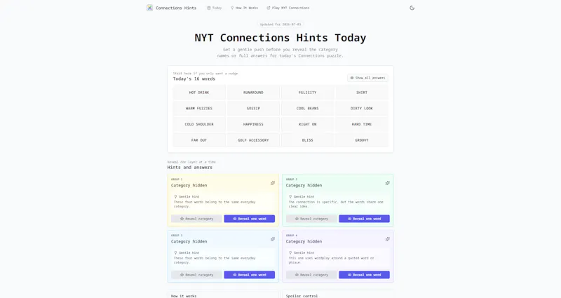 Connections Hints Today screenshot 1