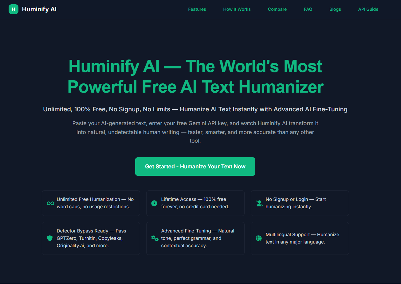Huminify - Free, Unlimited AI Text Humanizer – No Signup, Beta Version media 1