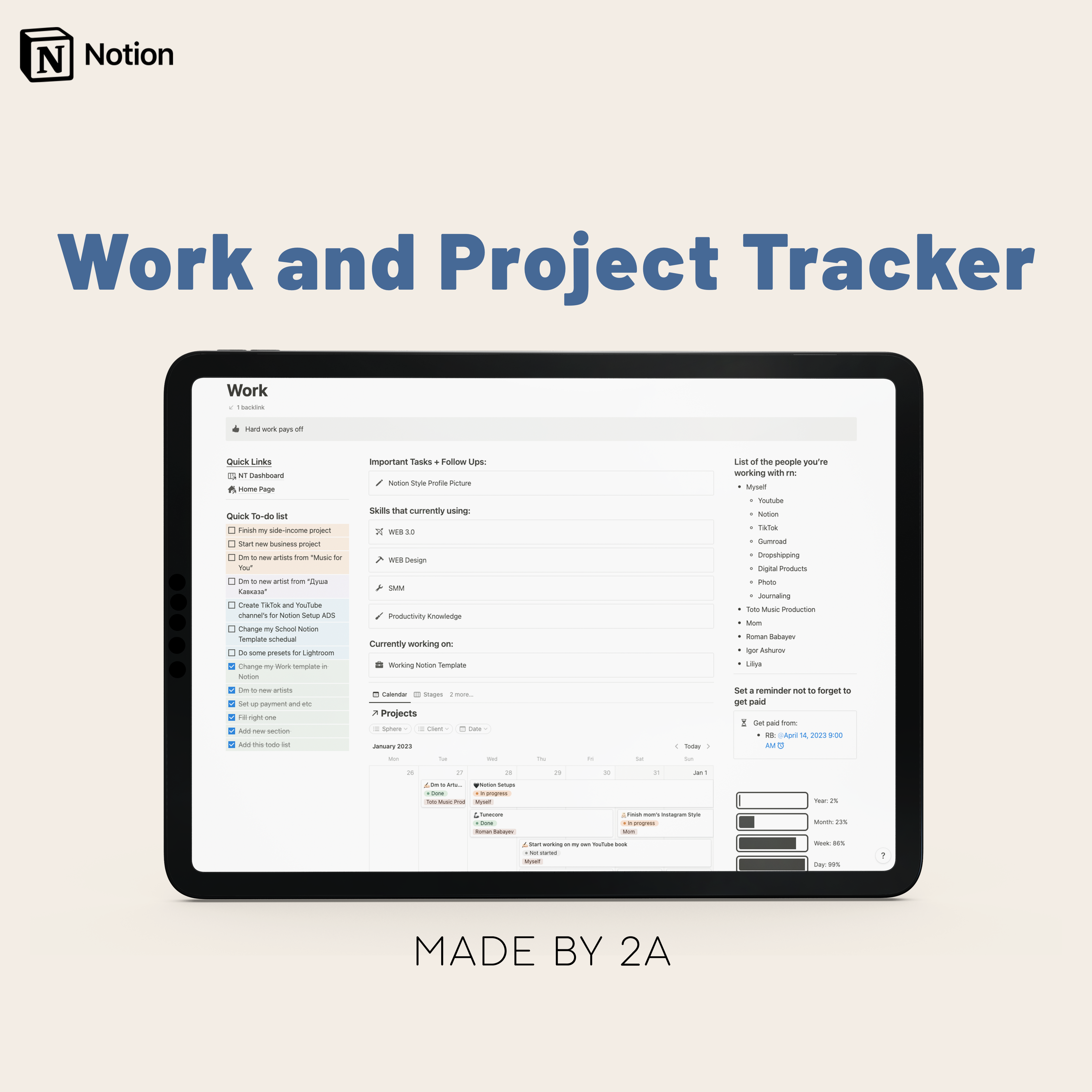 Work and Project Tracker Notion Template