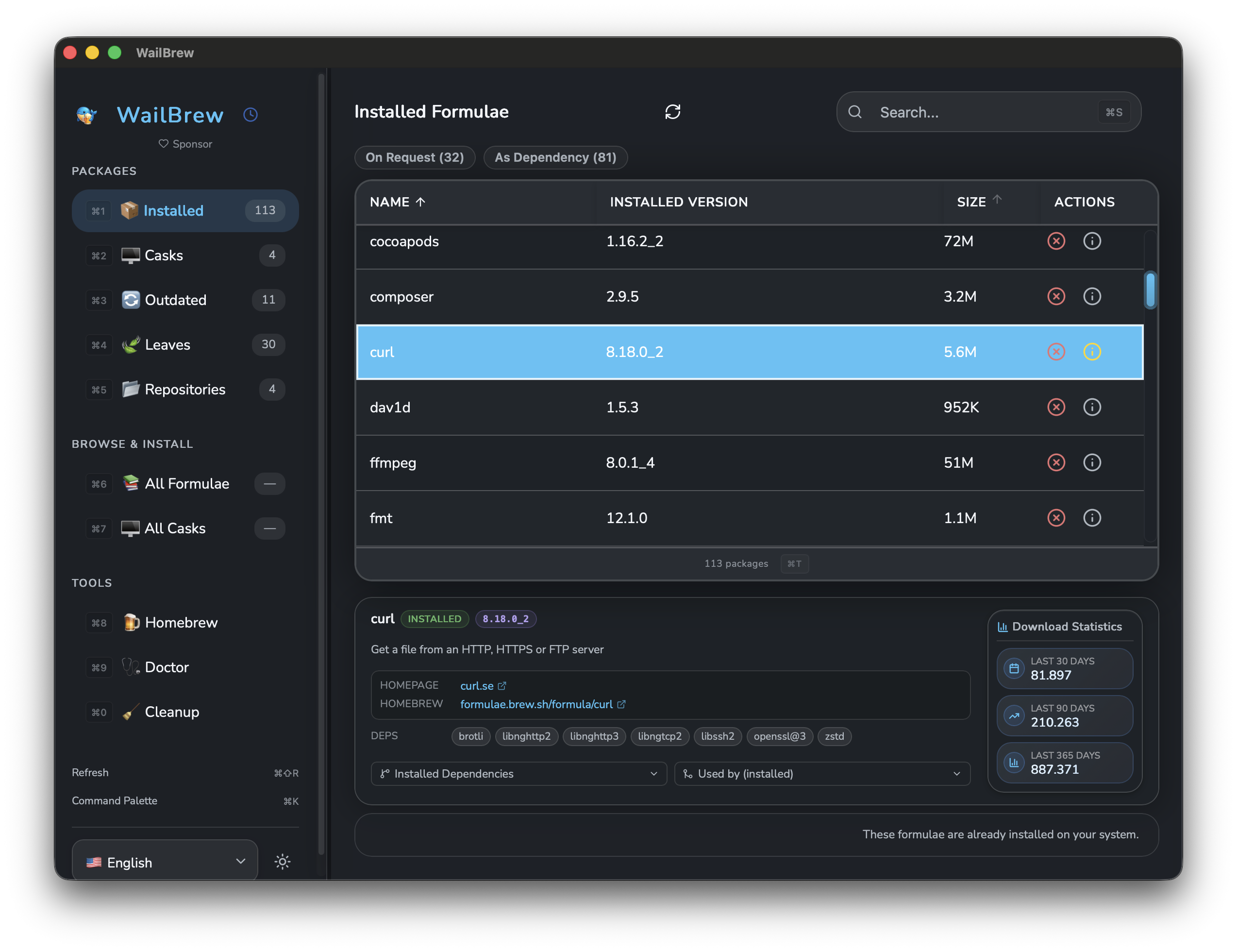 WailBrew - Main product screenshot demonstrating key features and user interface