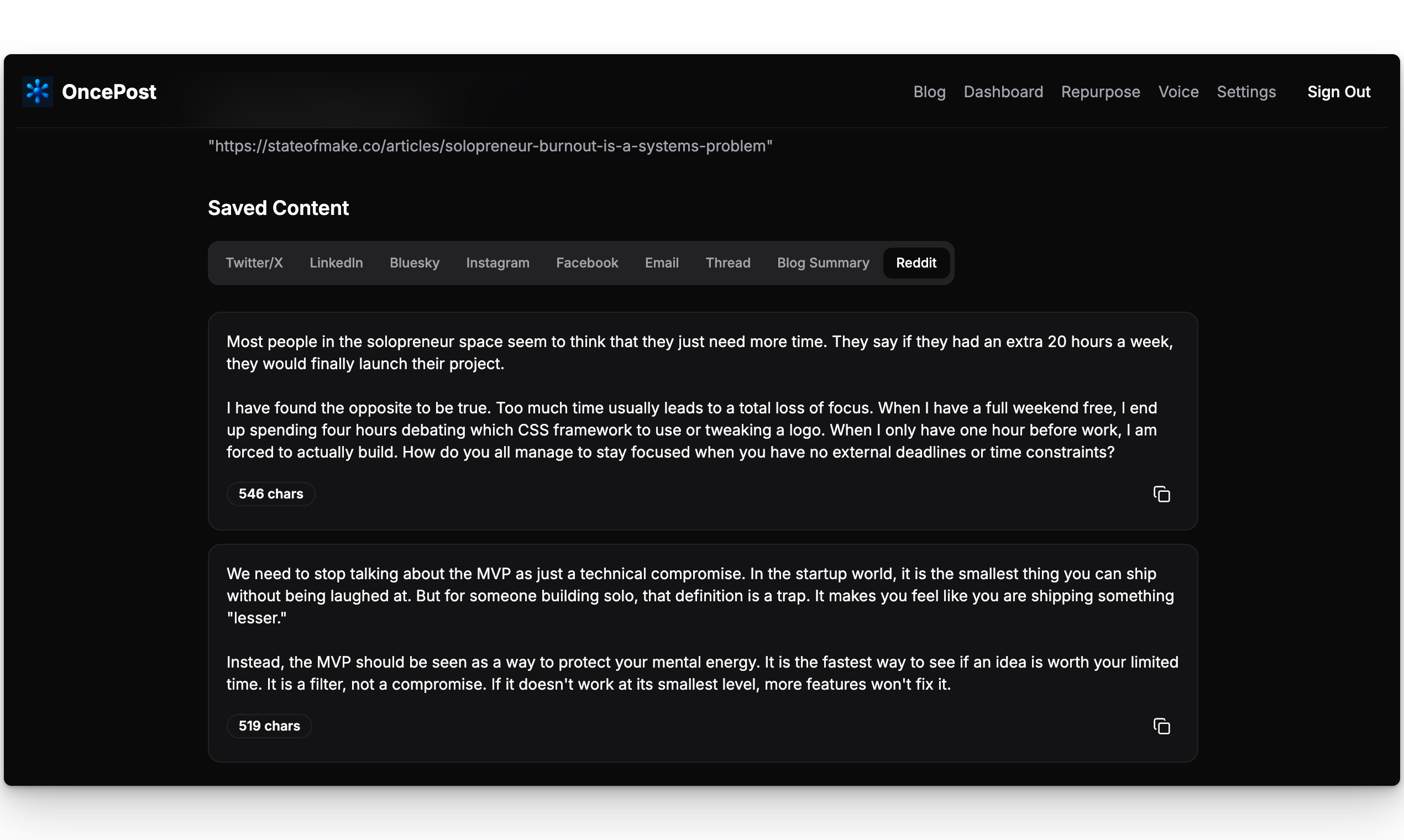 OncePost gallery image