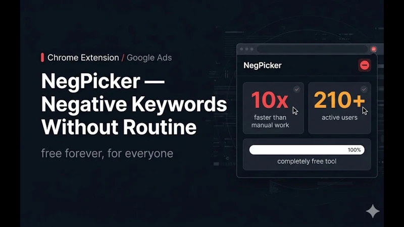 NegPicker — Free Tool for Google Ads screenshot 1 (video preview)