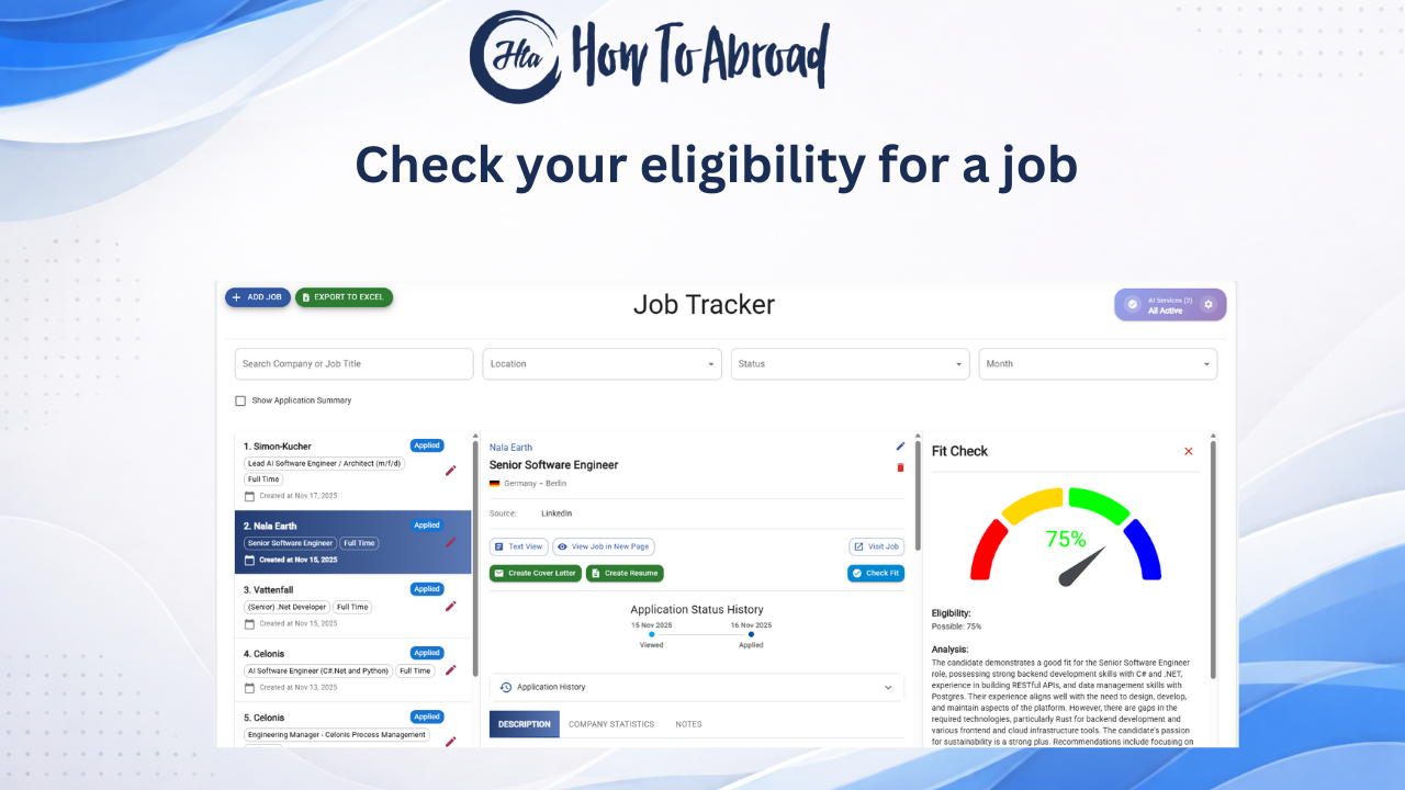 HowToAbroad Smart Job Tracker gallery image