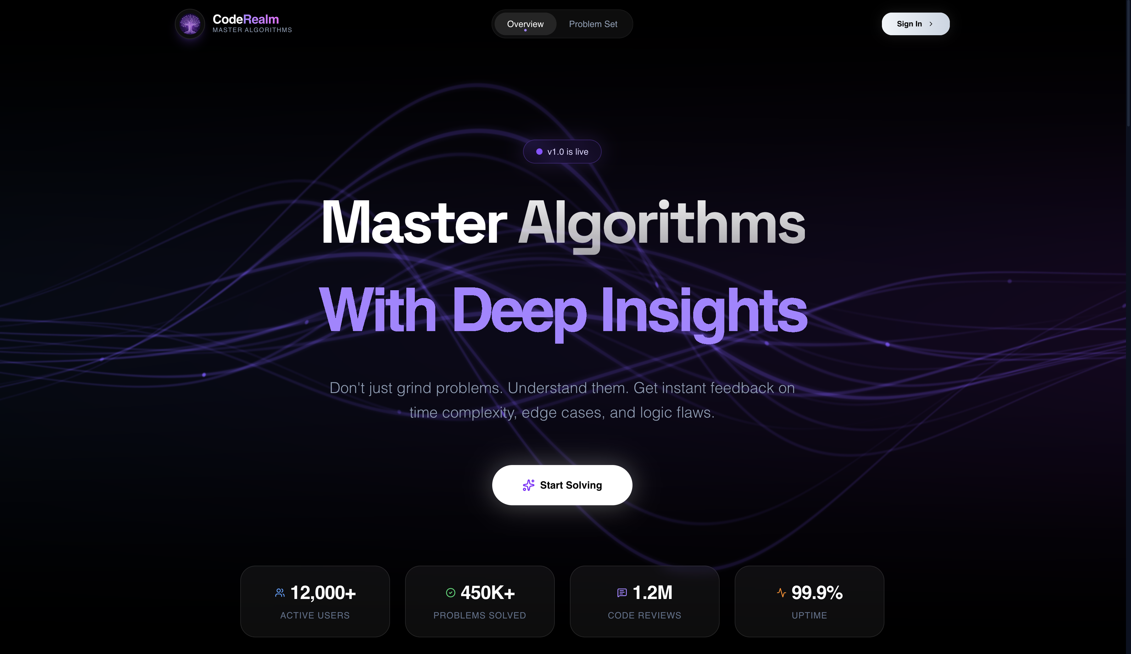 CodeRealm - Main product screenshot demonstrating key features and user interface