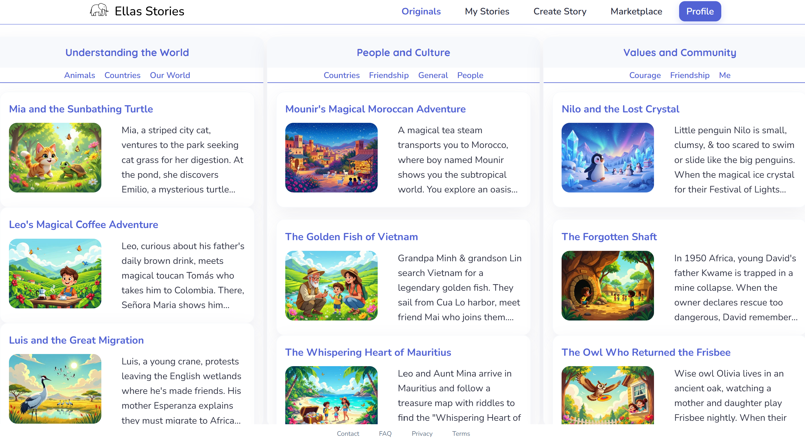 Ellas Stories - Main screenshot showing features and interface