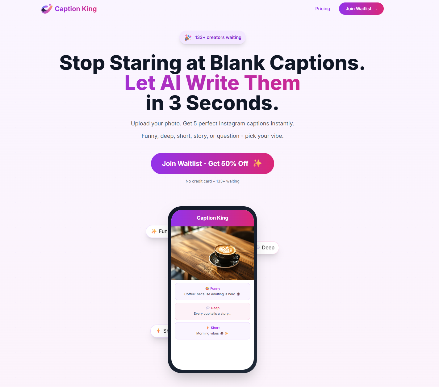 Caption King - Screenshot 2 showing product features and functionality