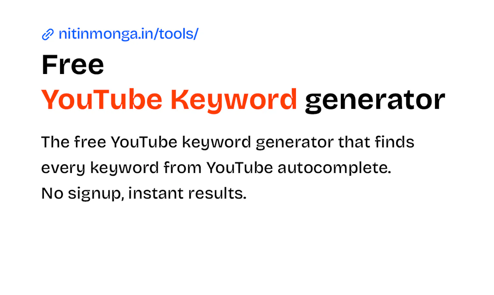 Free YouTube Keyword Generator & Tool screenshot 1