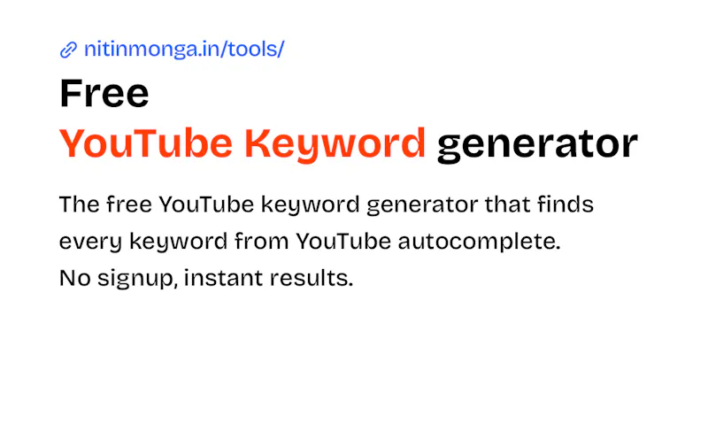 Free YouTube Keyword Generator & Tool screenshot 1
