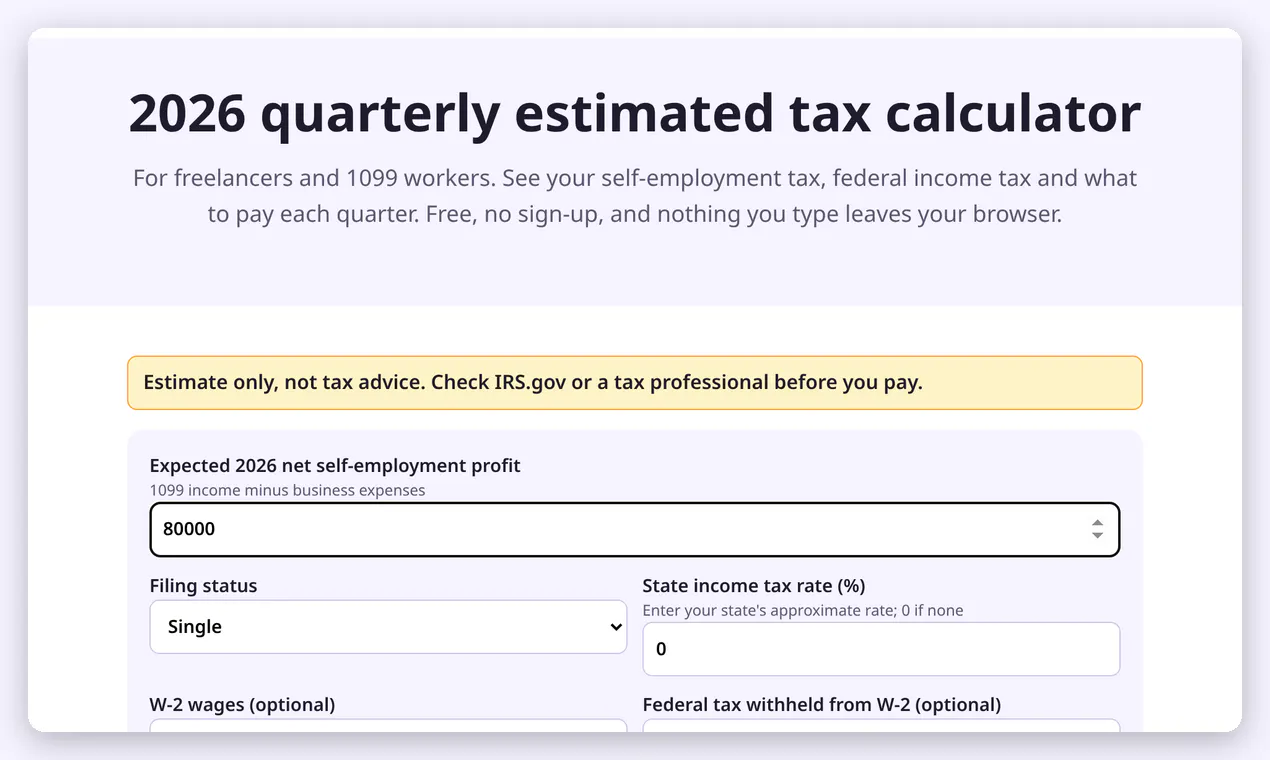 TallySheet Free Quarterly Tax Calculator gallery image