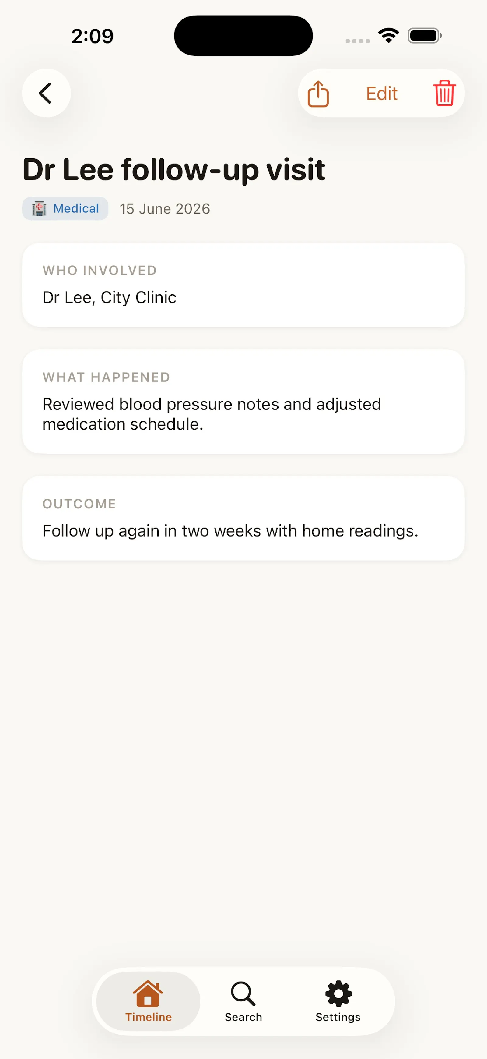LifeLog: Event Notes screenshot 1