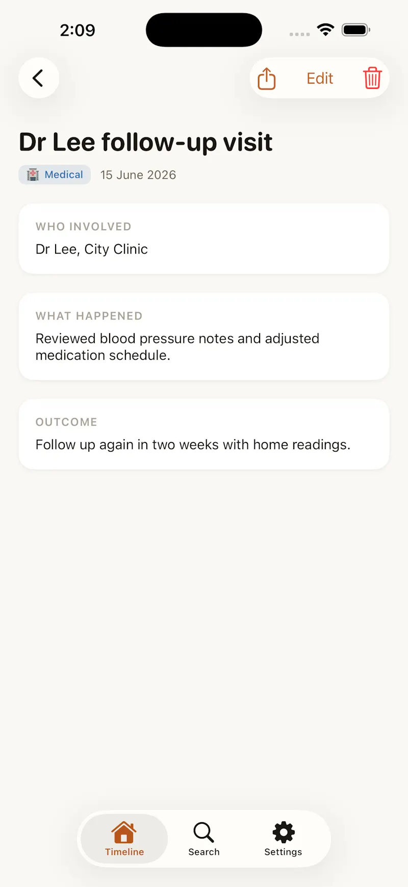 LifeLog: Event Notes screenshot 1