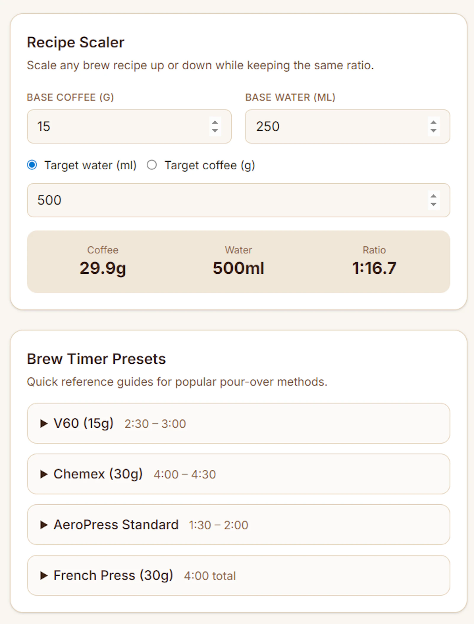 BrewRatio screenshot 2