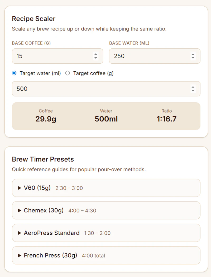 BrewRatio screenshot 2