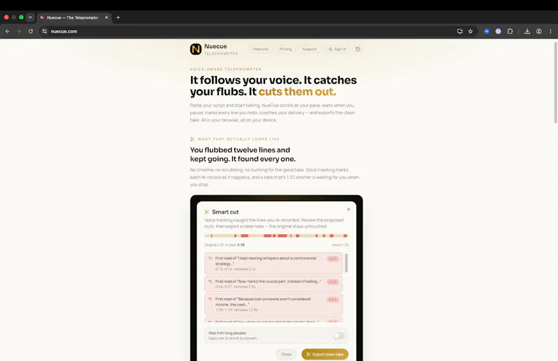 Nuecue — Voice-Aware Teleprompter screenshot 1