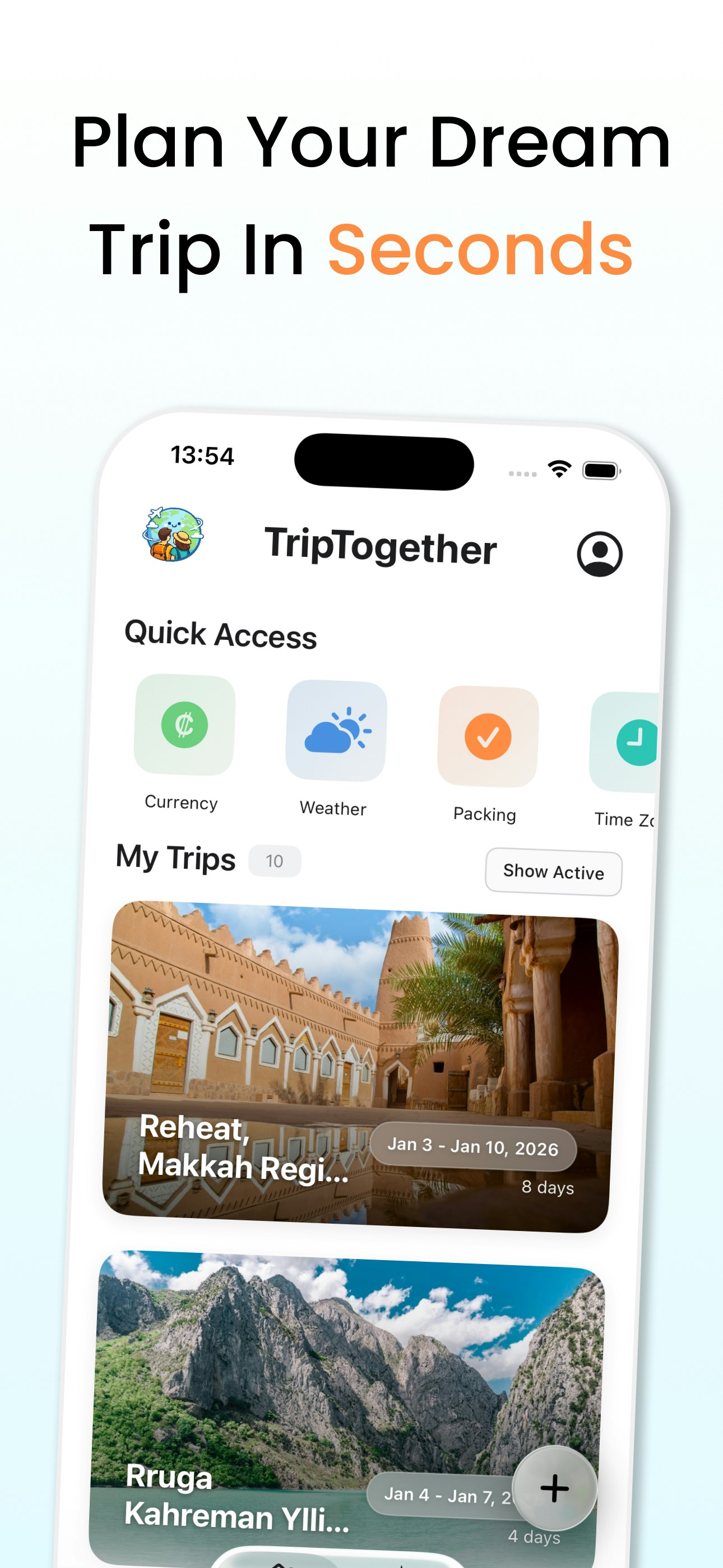 Trip Together: AI Travel Guide - Main product screenshot demonstrating key features and user interface
