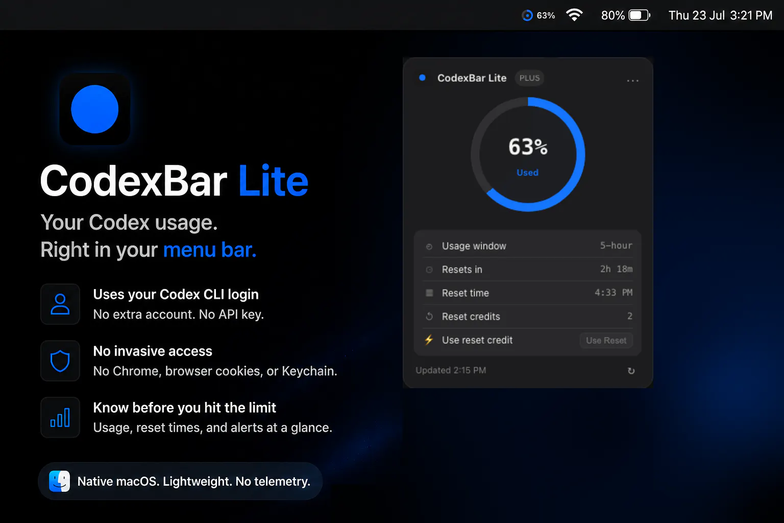 CodexBar Lite gallery image
