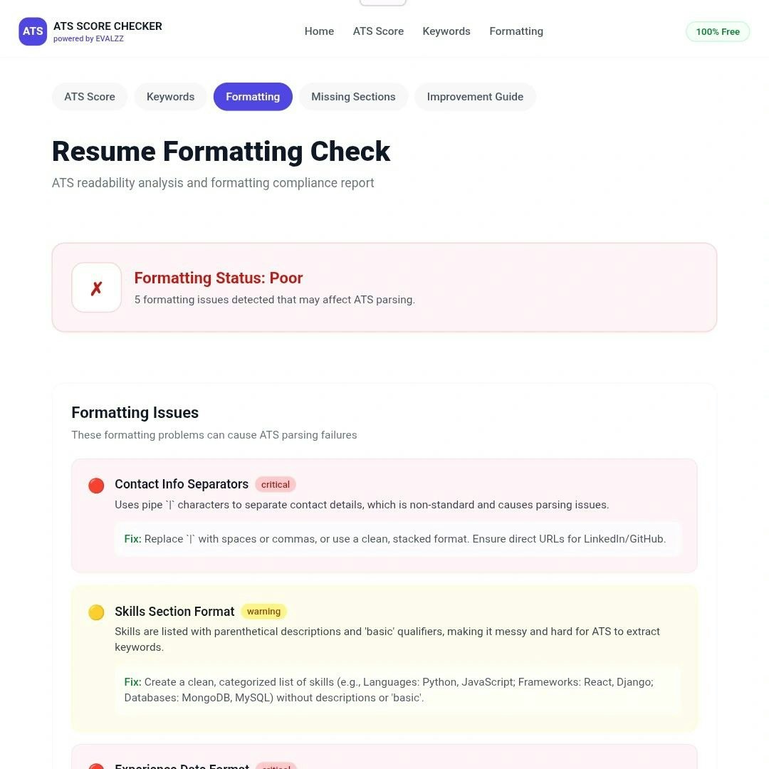 EVALZZ ATS Score Checker - Screenshot 3 showing product features and functionality