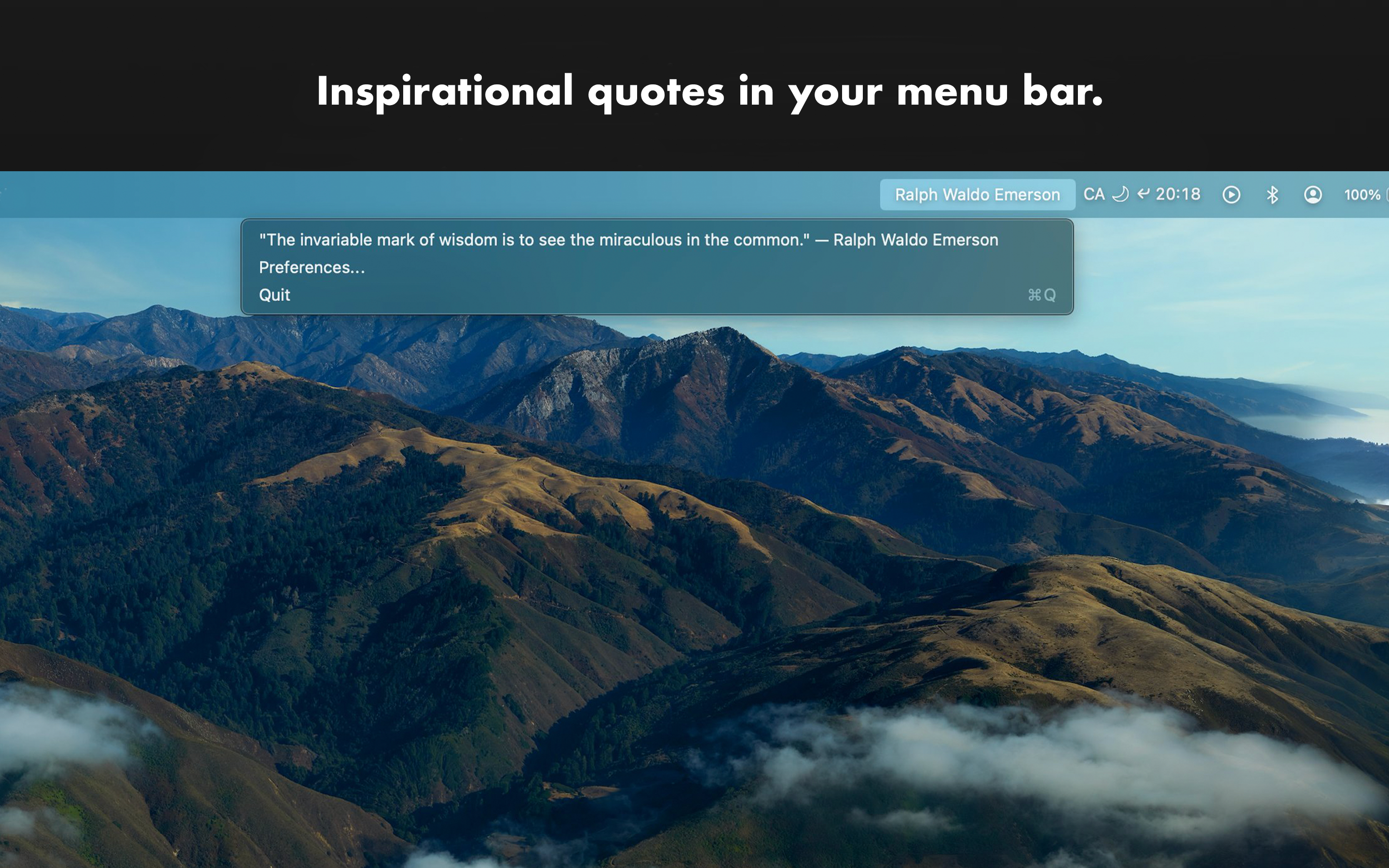 Mídia 1 de Citação da hora - Citações inspiradoras em sua barra de menus macos