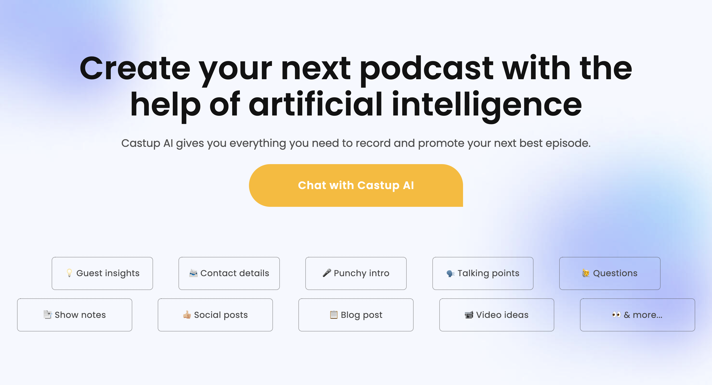 startuptile Castup AI-A free easy-to-use ChatGPT-powered podcast assistant