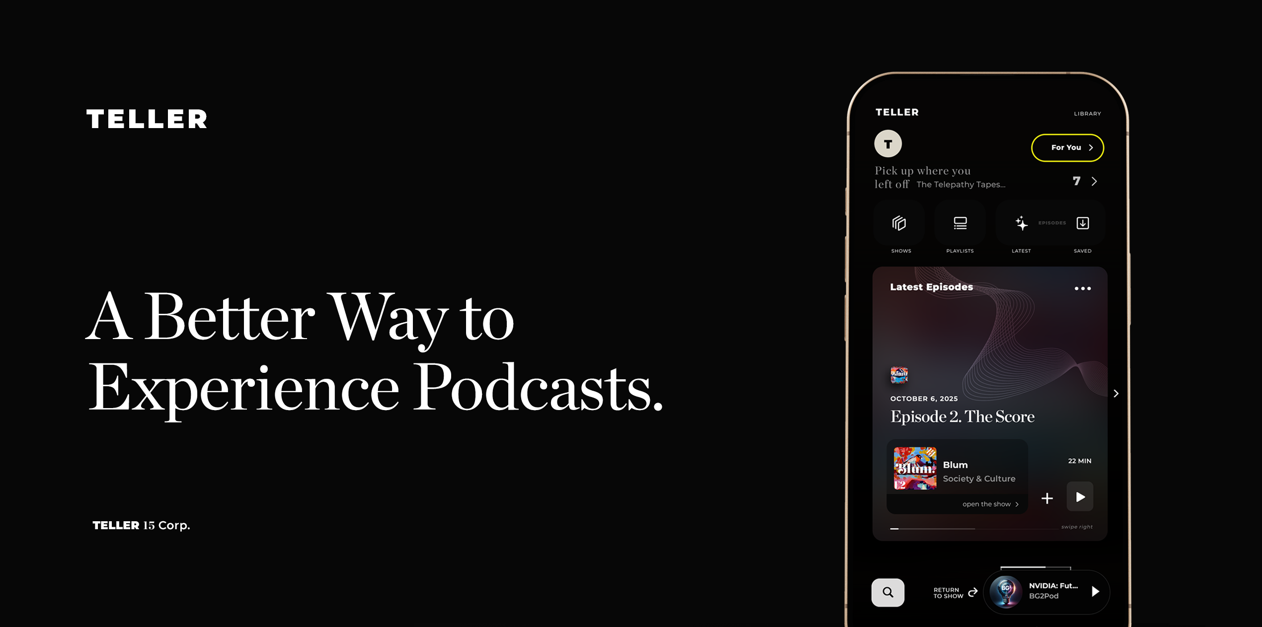 TELLER - Main screenshot showing features and interface