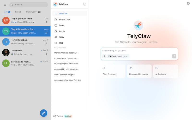 TelyClaw screenshot 1