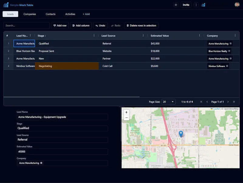 SimpleWorkTable.com [ lead tracker/CRM ] screenshot 1