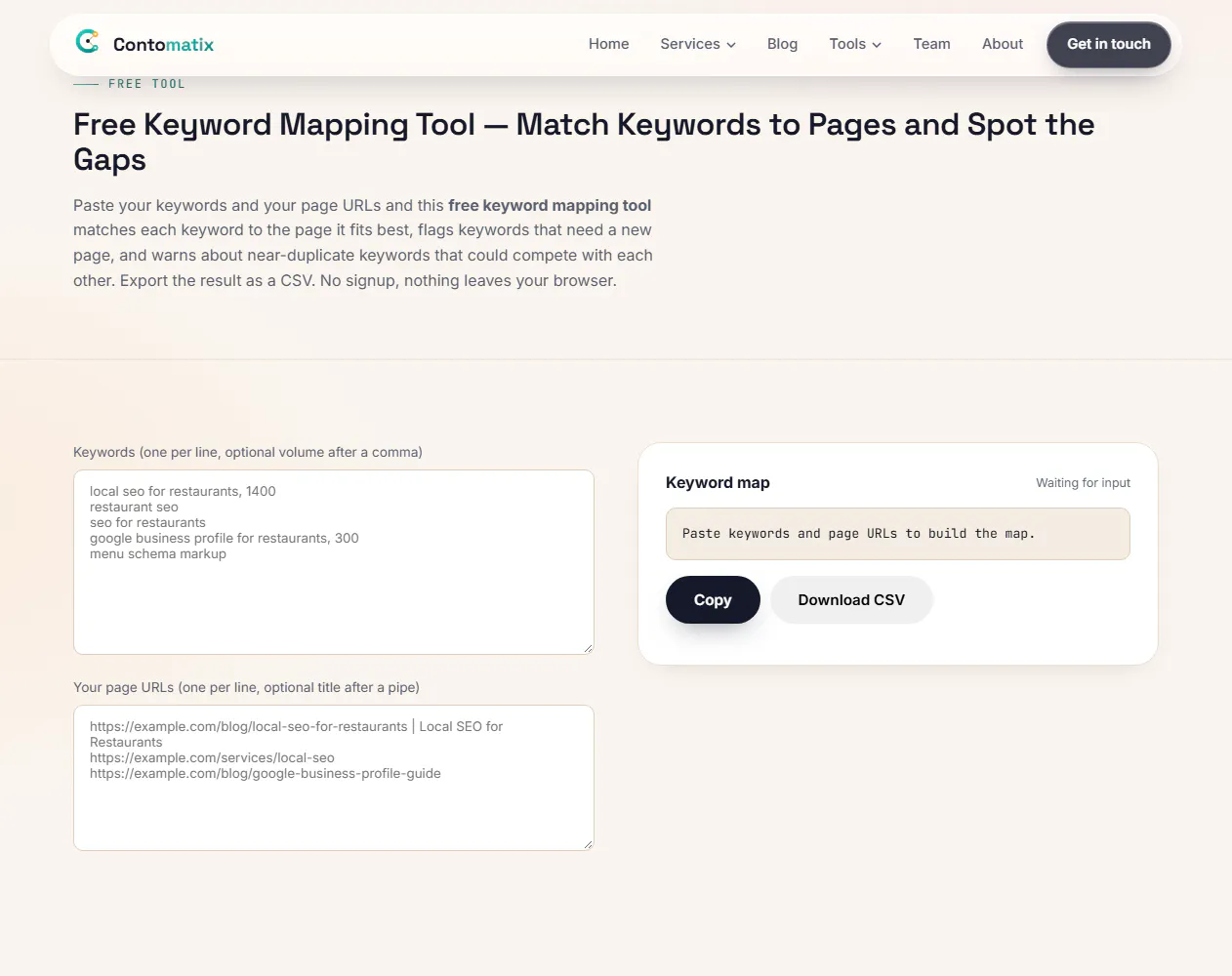 Contomatix Keyword Mapping Tool gallery image