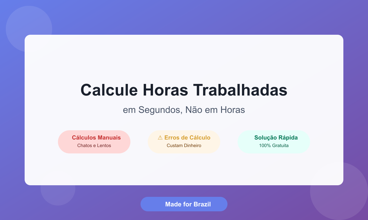 Calculadora de Horas Trabalhadas - Main product screenshot demonstrating key features and user interface