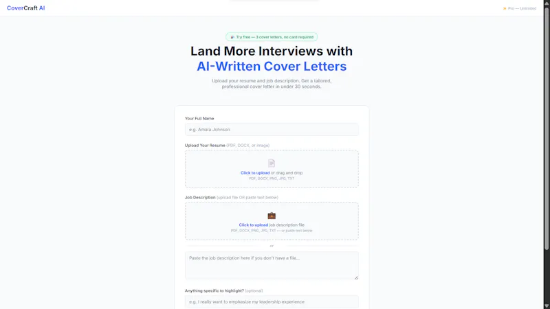 CoverCraft AI screenshot 1