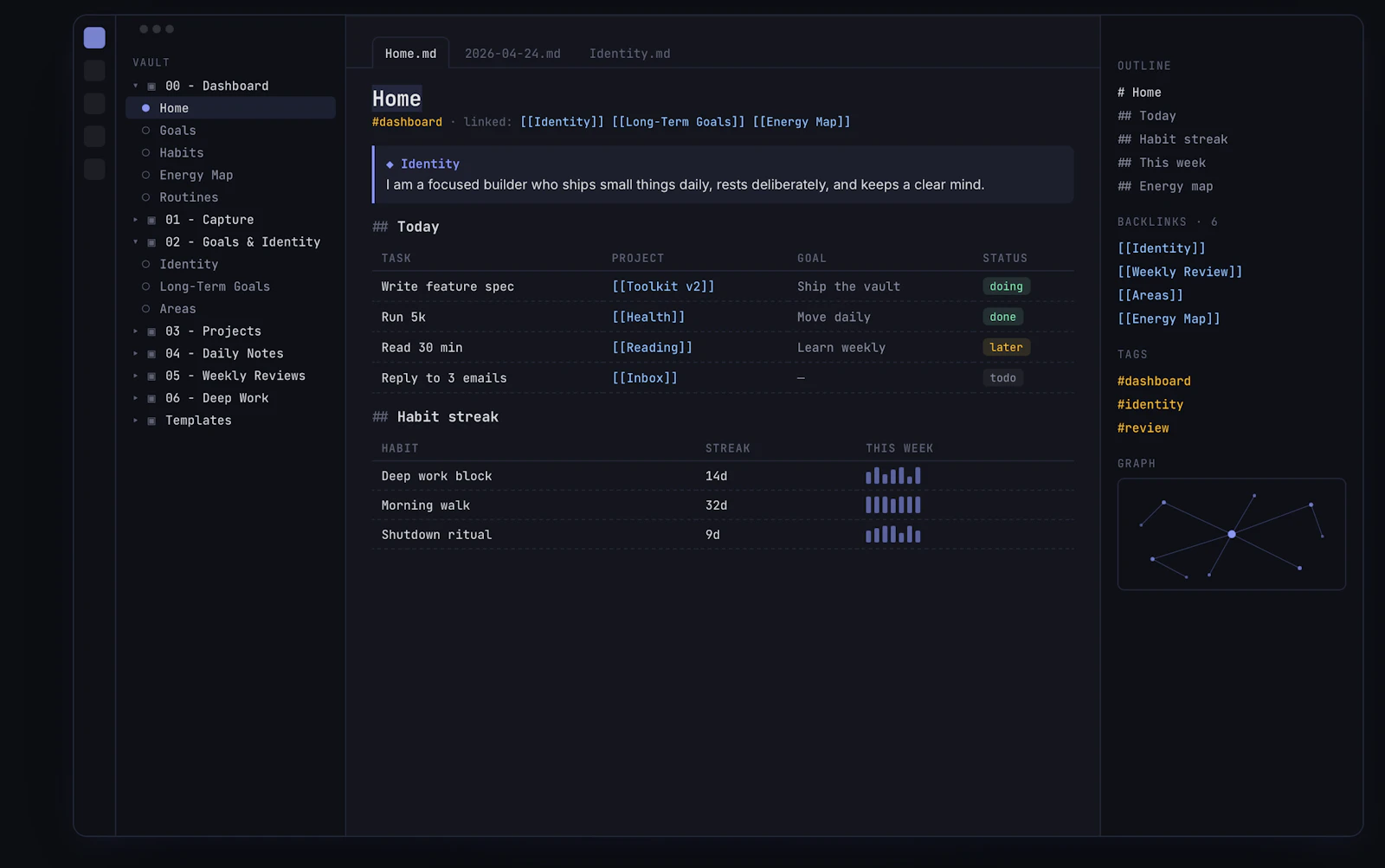 The Obsidian Productivity Toolkit screenshot 1