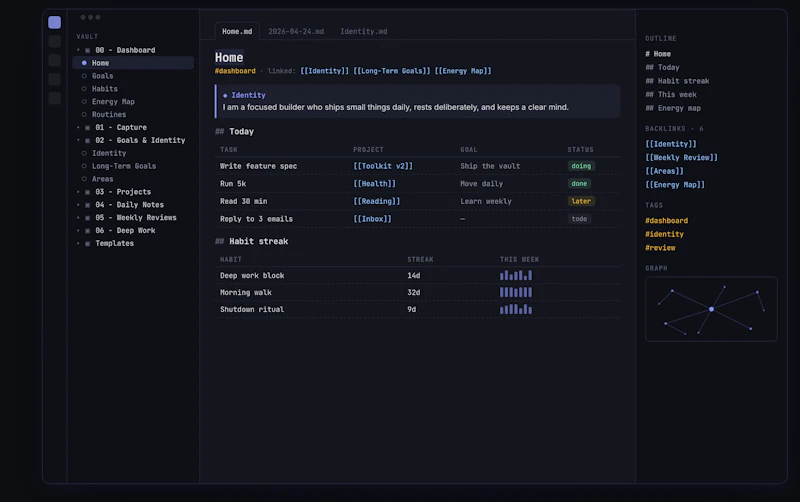 The Obsidian Productivity Toolkit screenshot 1
