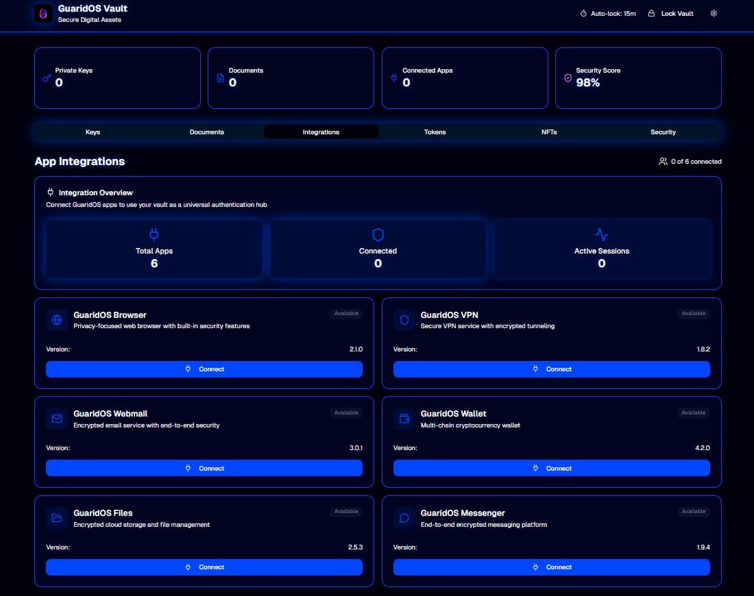 Privacy-first operating system for Web3 - Guaridos dashboard medya 2