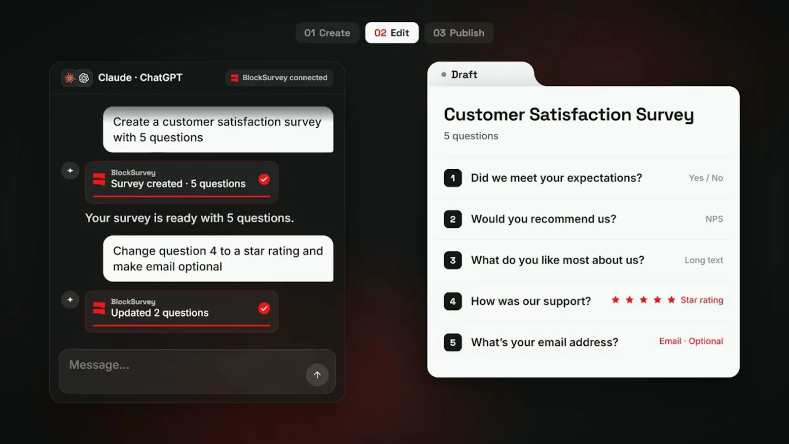 Surveys in Claude and ChatGPT screenshot 1 (video preview)