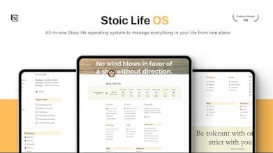洗練された直感的なインターフェイスを備えた Stoic Life OS ホームページ