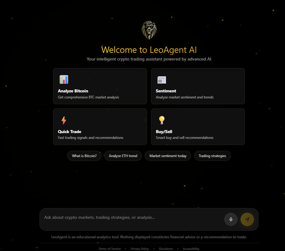 LeoAgent - Main screenshot showing features and interface