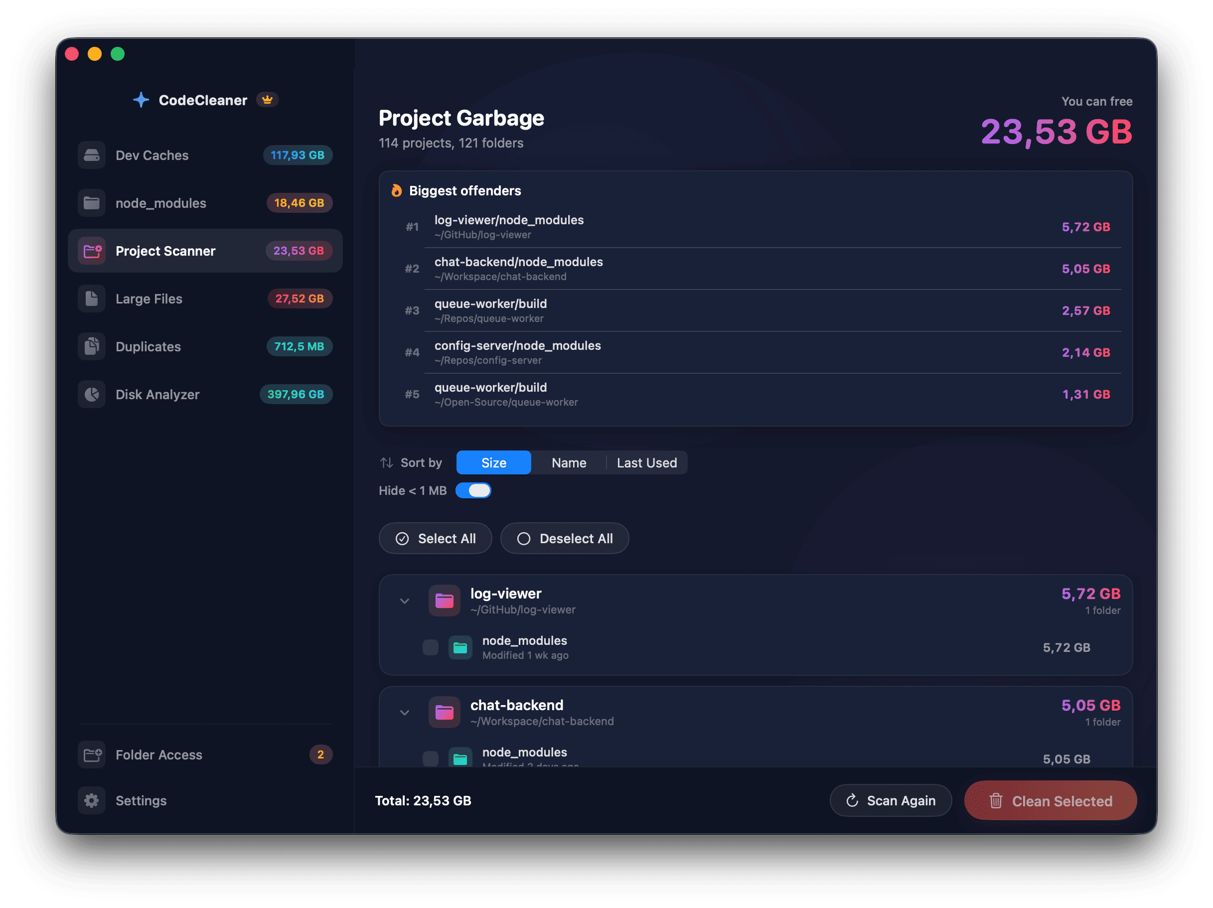 CodeCleaner – Cleanup for Developer Macs gallery image