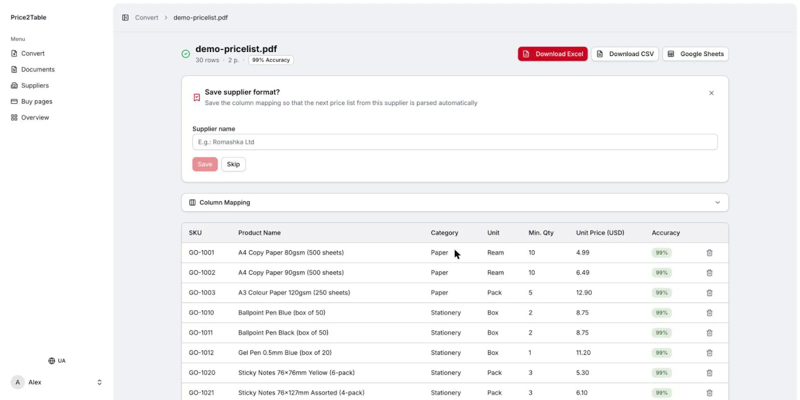 Price2Table screenshot 4